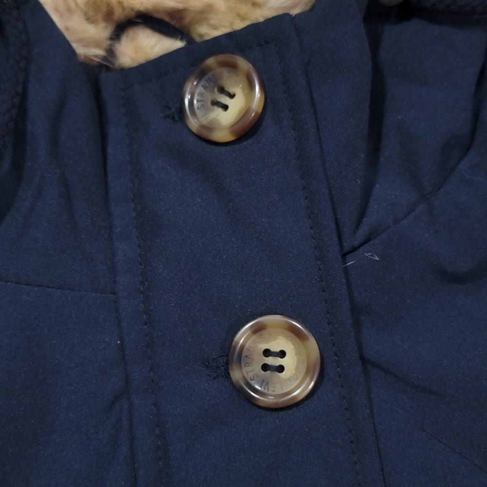 Levis Womens Faux Fur Lined Hooded Parka Jacket Navy Sz XL - Picture 3 of 10